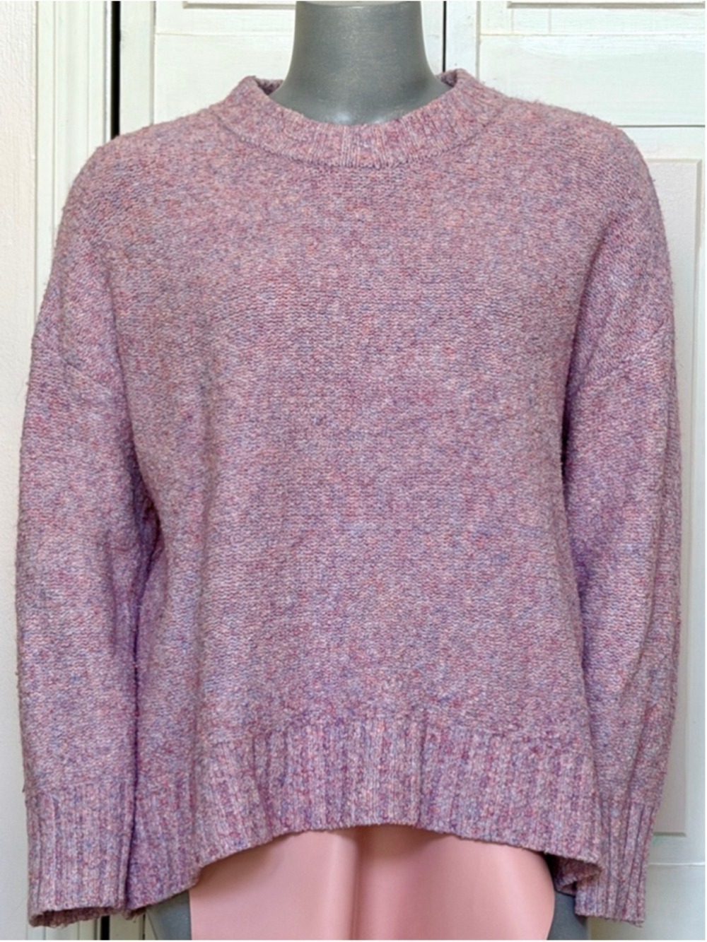 Old Navy Cotton Blend XL Marled Pink Fuzzy Cozy Comfy Sweater